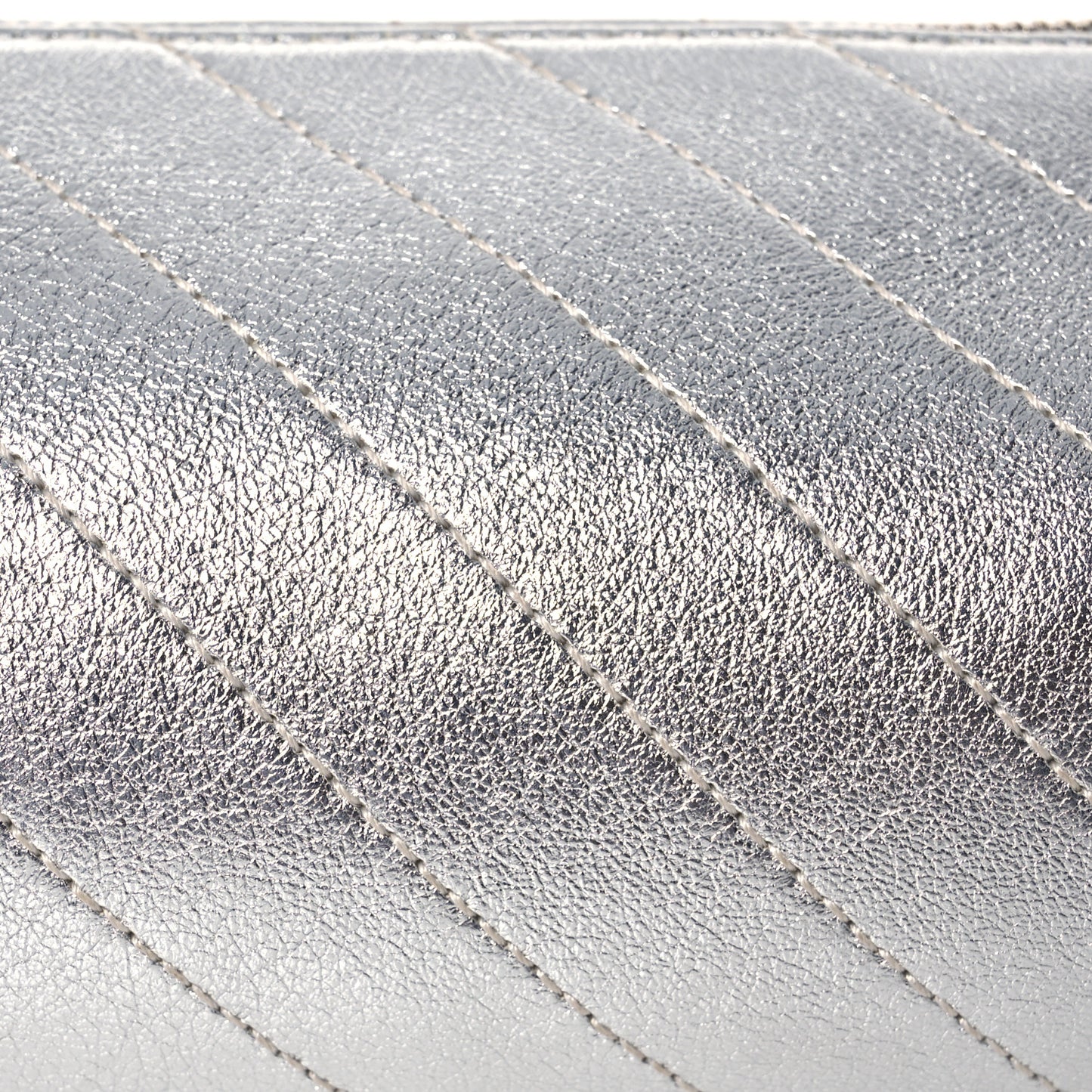 Sakai Be Green Calfskin Diagonal Stitched Mini Blondie Barrel Shoulder Bag Silver