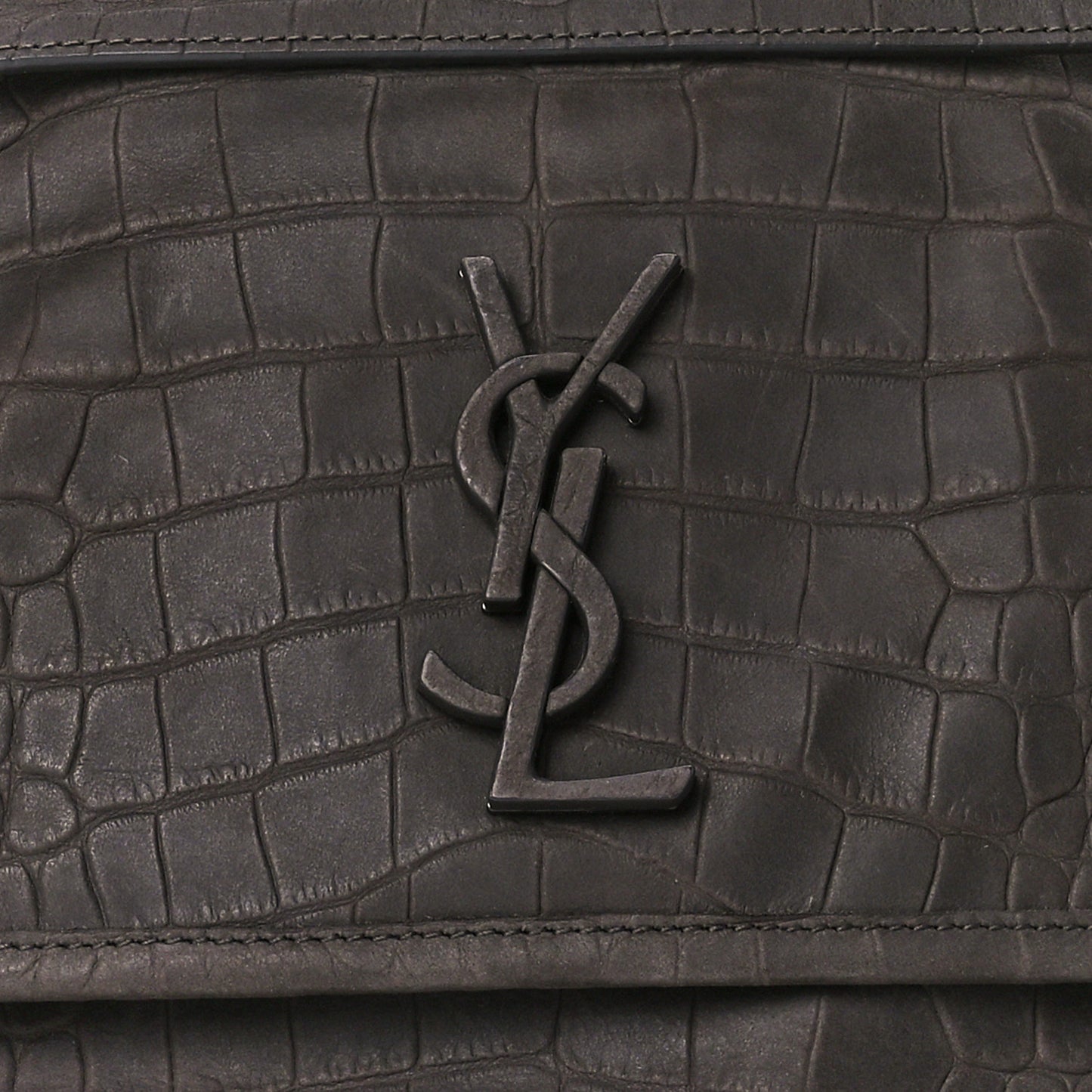 Nubuck Crocodile Embossed Monogram Medium Niki Chain Satchel Wood