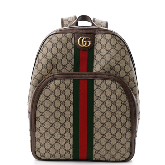GG Supreme Monogram Medium Ophidia Day Backpack Brown
