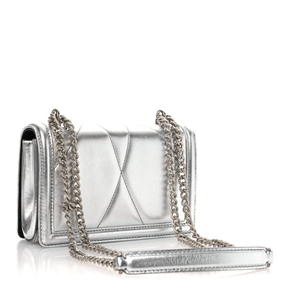 Dolce & Gabbana Metallic Nappa Quilted Mini Devotion Crossbody Bag Silver 3 of 13