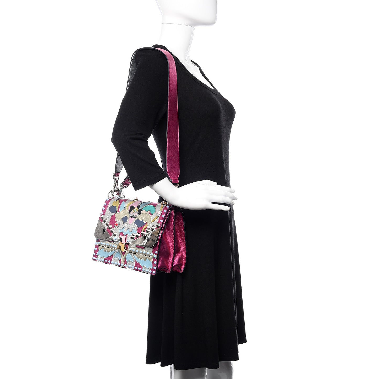 Metallic Calfskin Wonder Monster Kan I Shoulder Bag Pink Silver