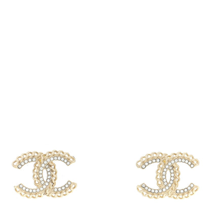 Chanel Crystal Chain CC Earrings Gold 1 of 10