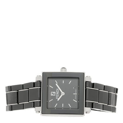 Fendi Stainless Steel Ceramic 25mm Quadro Quartz Watch Black 2 of 4