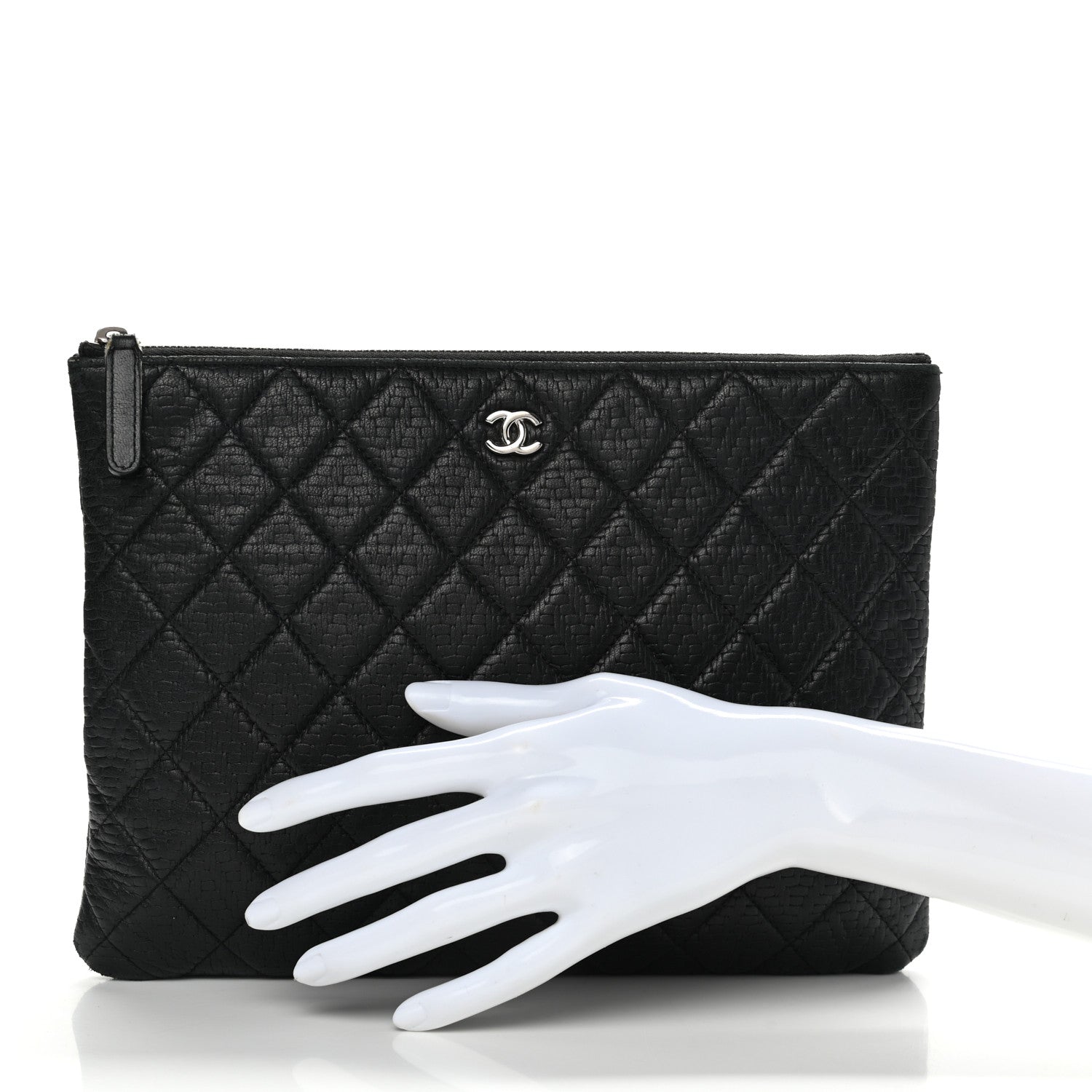 Chanel Woven Lambskin Quilted Medium Cosmetic Case Black 2 of 12