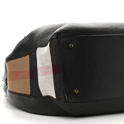 Burberry Grainy Calfskin House Check Medium Maidstone Black 5 of 10