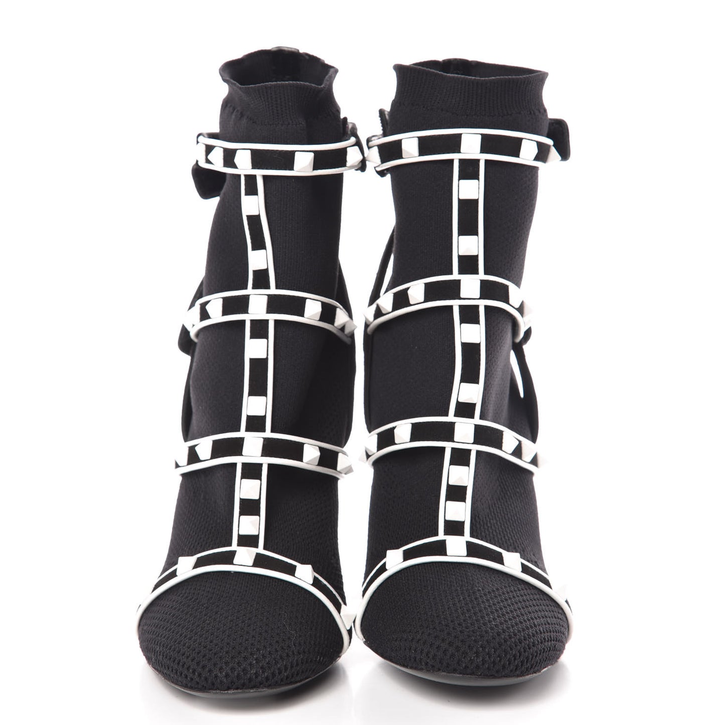 Knit Suede Free Rockstud Bodytech 105mm Ankle Boots 39.5 Black Optic White