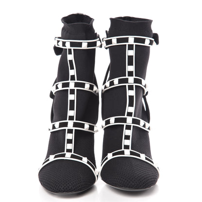 Valentino Garavani Knit Suede Free Rockstud Bodytech 105mm Ankle Boots 39.5 Black Optic White 2 of 15