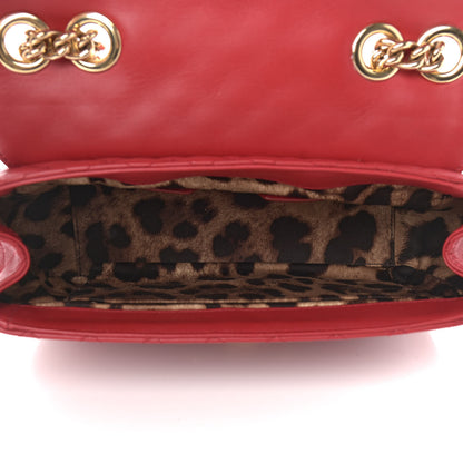 Dolce & Gabbana Lambskin Watersnake Embellished Lucia Shoulder Bag Red 5 of 19