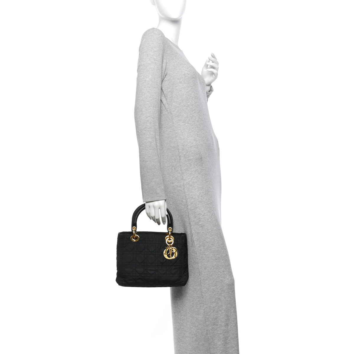 Christian Dior Nylon Cannage Medium Lady Dior Black 2 of 11