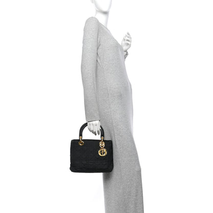 Christian Dior Nylon Cannage Medium Lady Dior Black 2 of 11