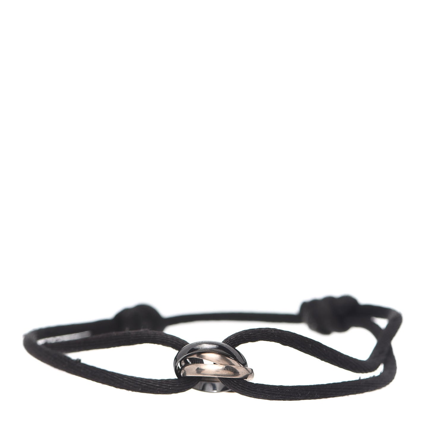 18K White Gold Ceramic Trinity Cord Bracelet Black