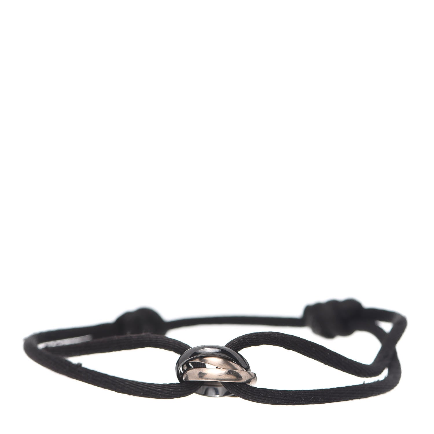 Cartier 18K White Gold Ceramic Trinity Cord Bracelet Black 1 of 6