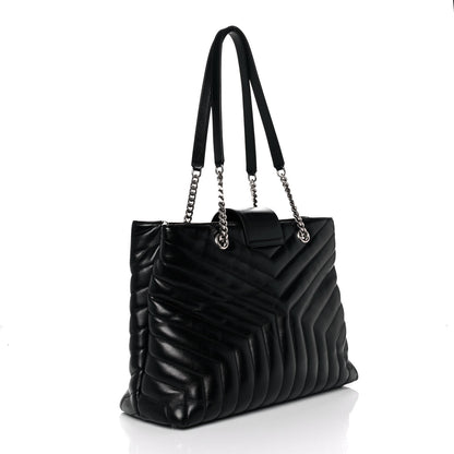 Saint Laurent Calfskin Y Quilted Monogram Large Loulou Shopper Black 3 of 9