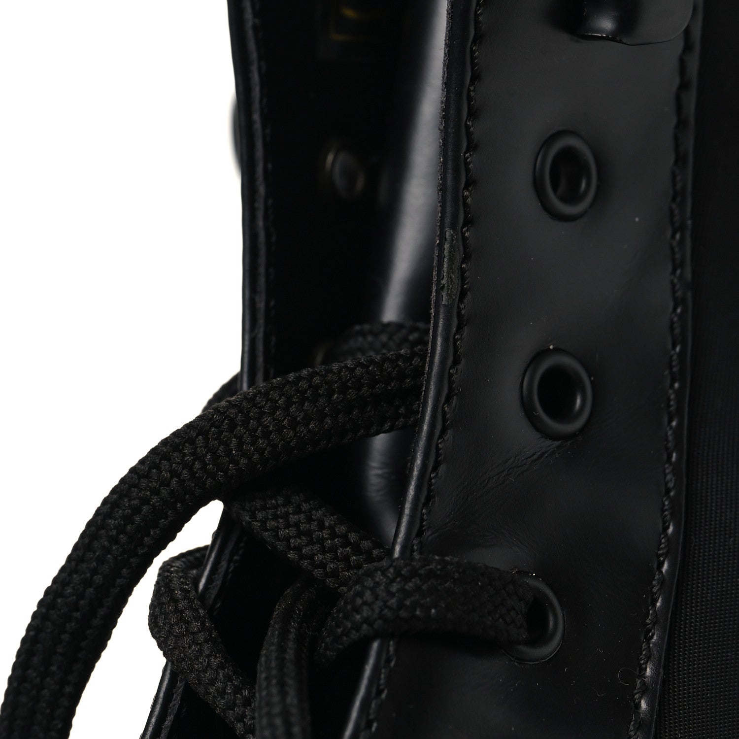 Prada Spazzolato Rois Nylon Metal Triangle Logo Monolith Pouch Pocket 55mm Boots 38.5 Black 10 of 10