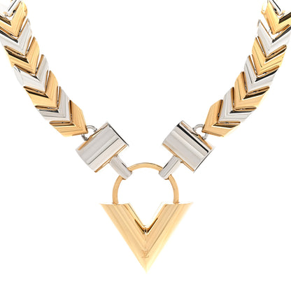 Louis Vuitton Metal Essential V Chain Choker Necklace Gold Silver 1 of 8