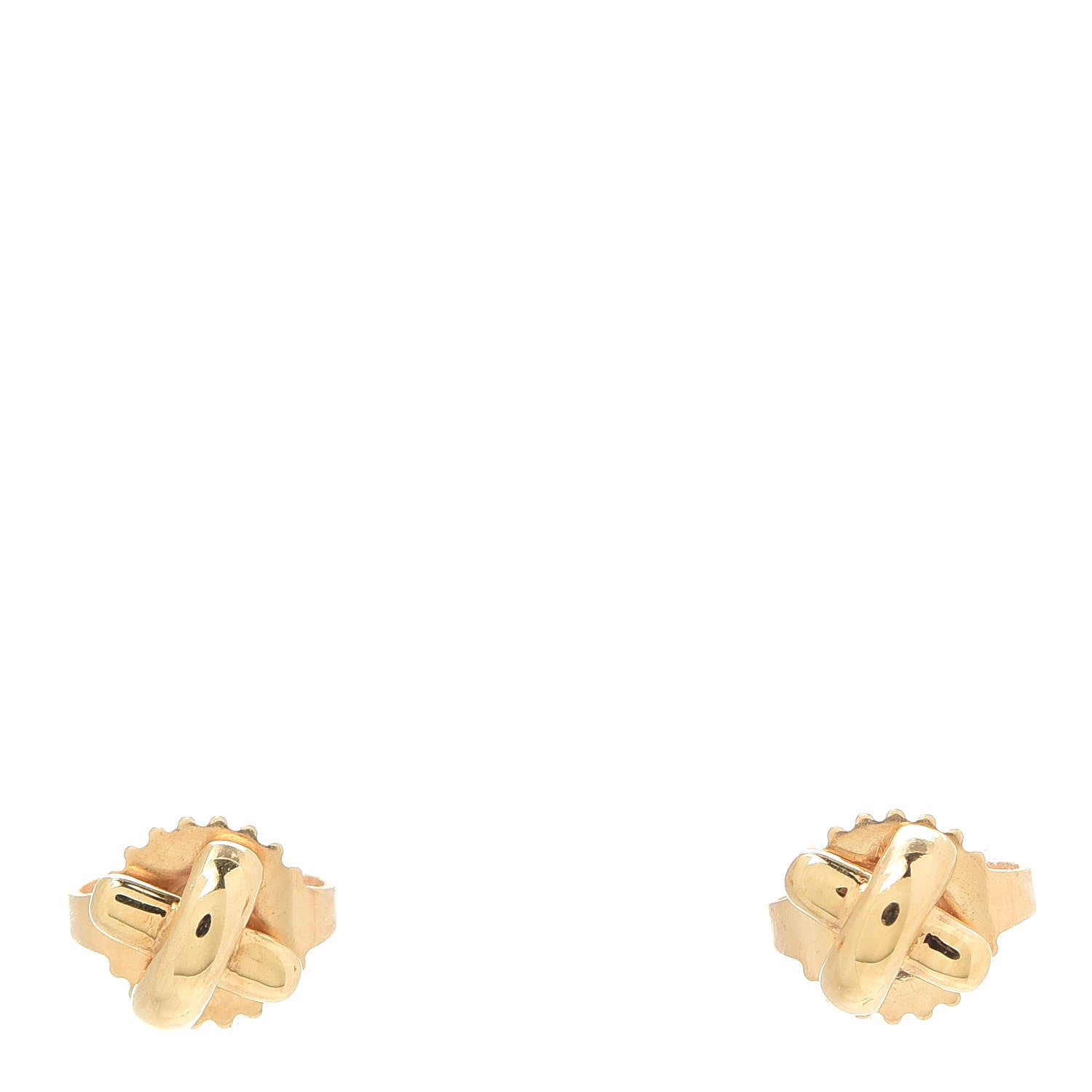 Tiffany 18K Yellow Gold 5mm Cross Stitch Earrings 1 of 5