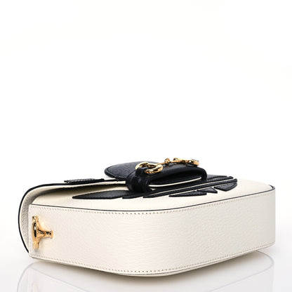 Gucci X ADIDAS Textured Dollar Calfskin Web Trefoil Mini Horsebit 1955 Shoulder Bag Off White Black 4 of 10