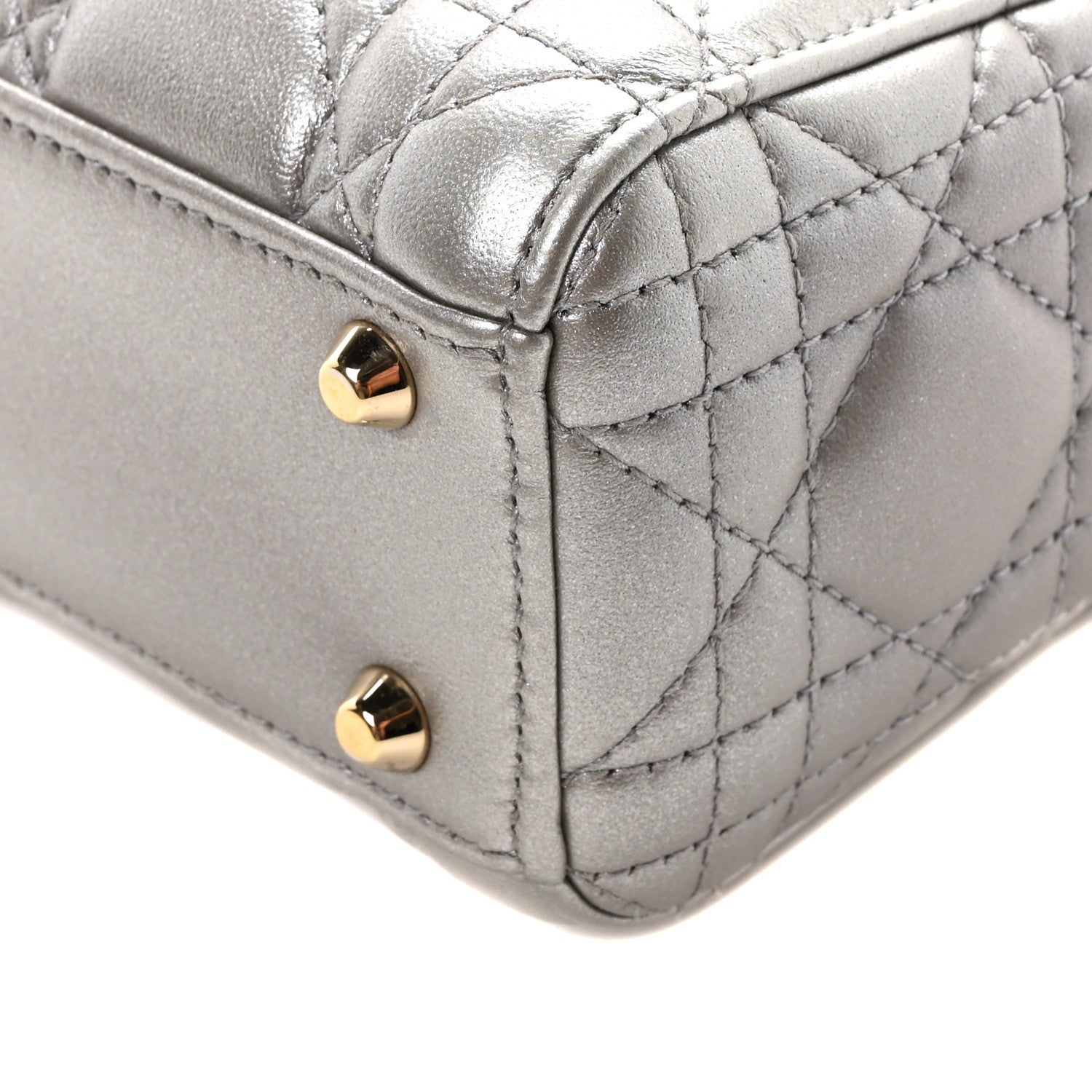 Christian Dior Metallic Lambskin Cannage Mini Lady Dior Grey 10 of 10