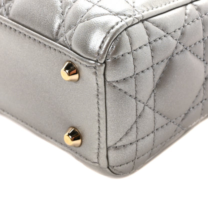 Christian Dior Metallic Lambskin Cannage Mini Lady Dior Grey 10 of 10