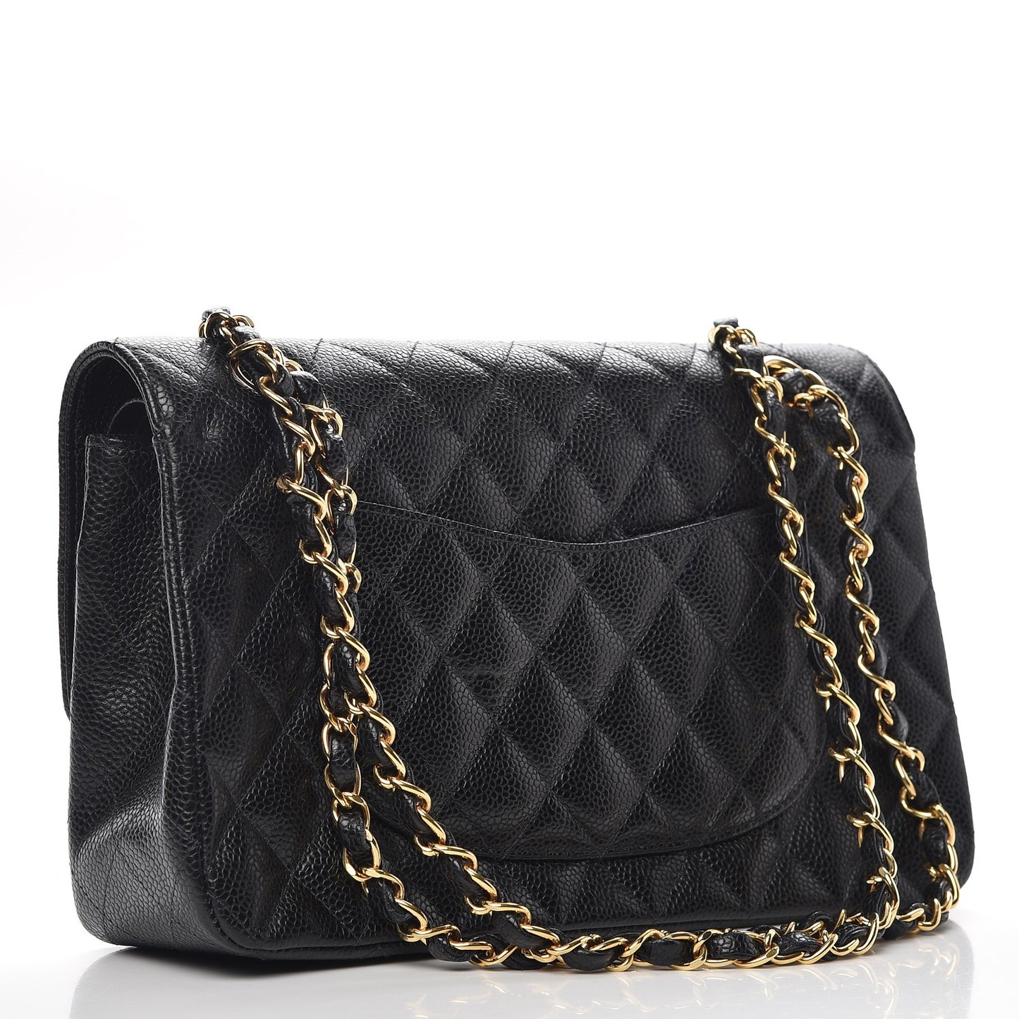 Caviar Quilted Medium Double Flap Black
