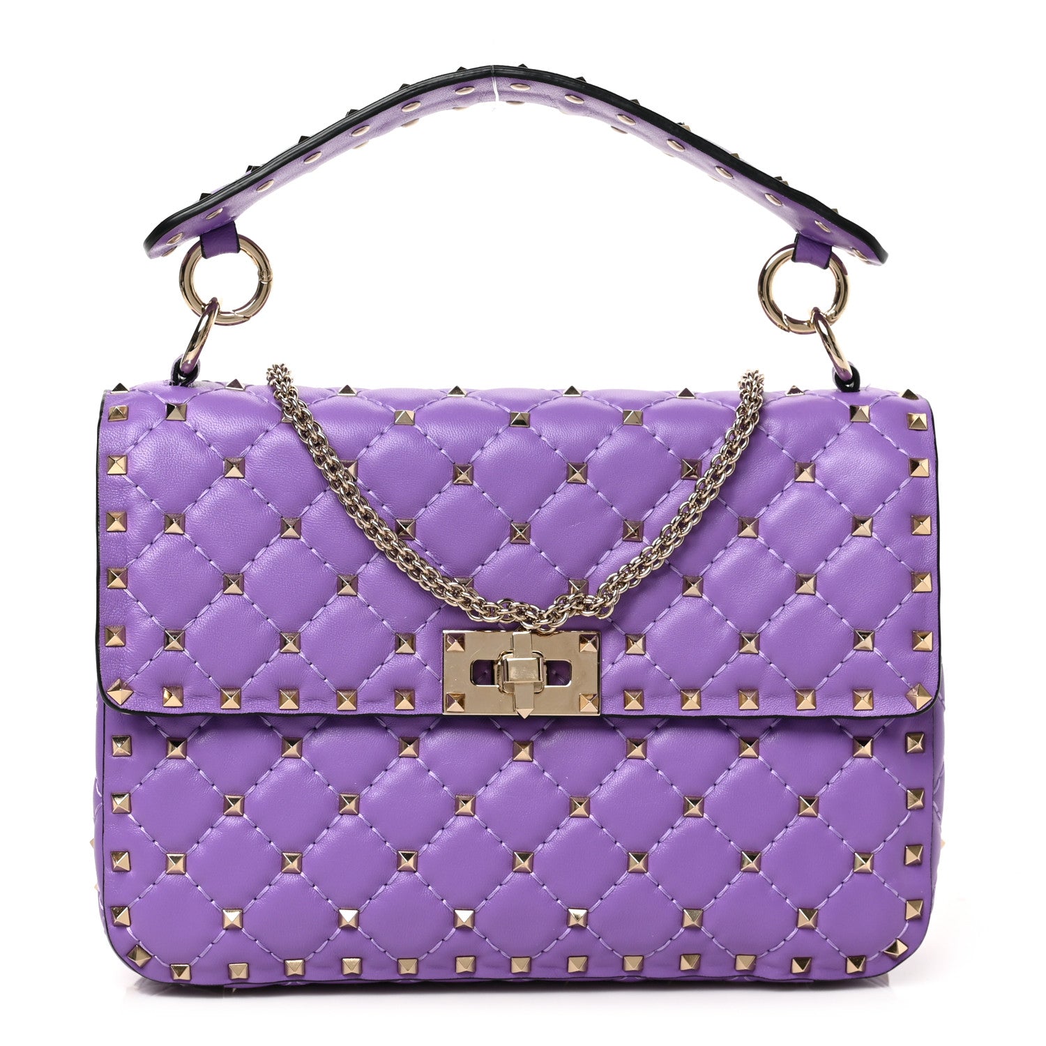 Valentino Garavani Nappa Medium Rockstud Spike Shoulder Bag Glicine 1 of 8