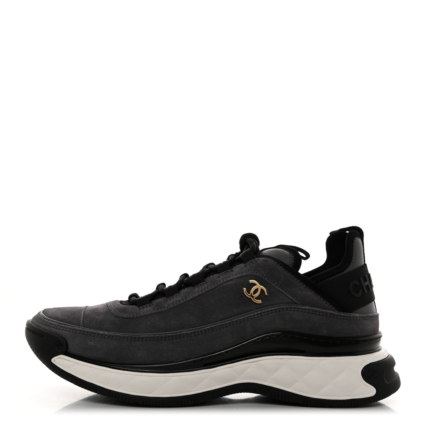 Suede Calfskin Nylon Grosgrain CC Sneakers 41 Gray