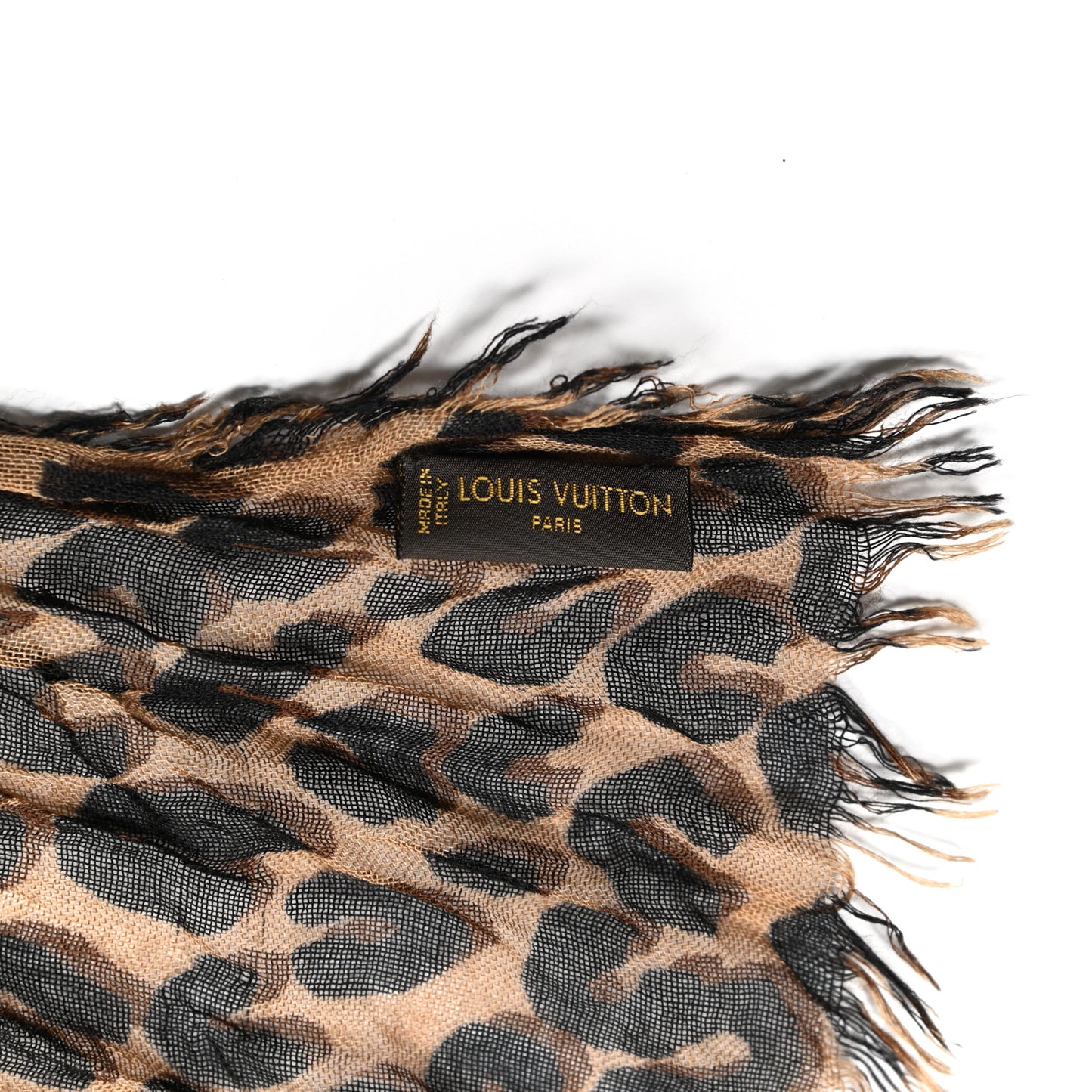 Cashmere Silk Leopard Etole Stole Marron