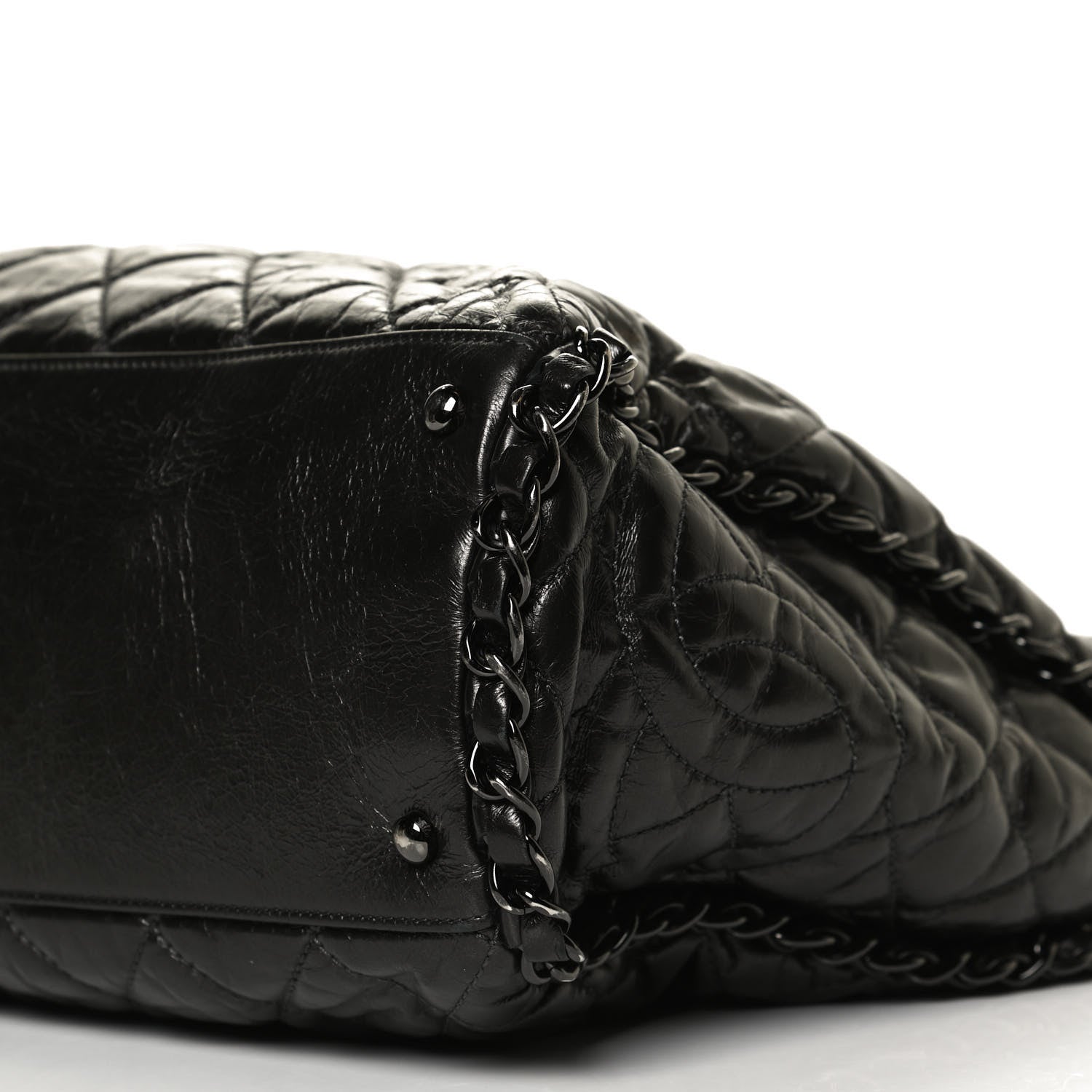 Chanel Metallic Calfskin Quilted Large Chain Me Hobo Dark Grey 10 of 10