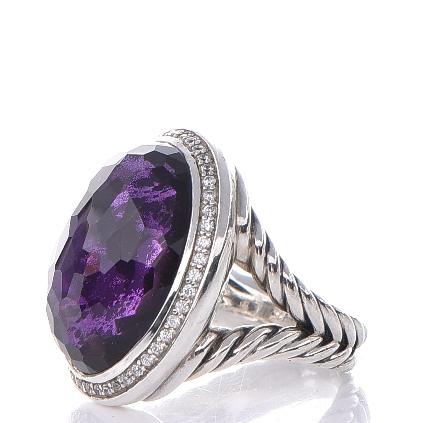 Sterling Silver Diamond Black Orchid 26mm Signature Oval Ring 54 7