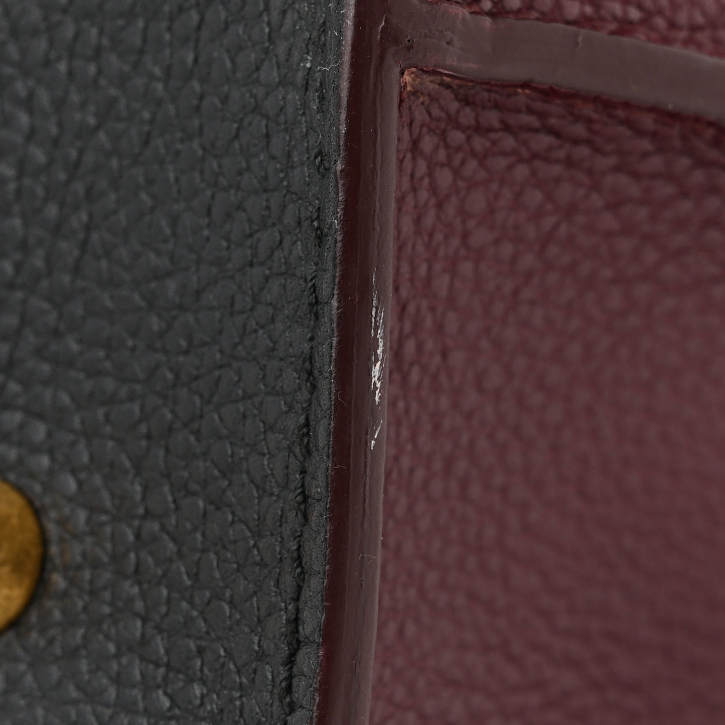 Grained Calfskin Small Bi-Color Legend Satchel Burgundy Black