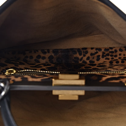 Fendi Calfskin Calf Hair Leopard Print Large Peekaboo Iconic Satchel Black 6 of 13