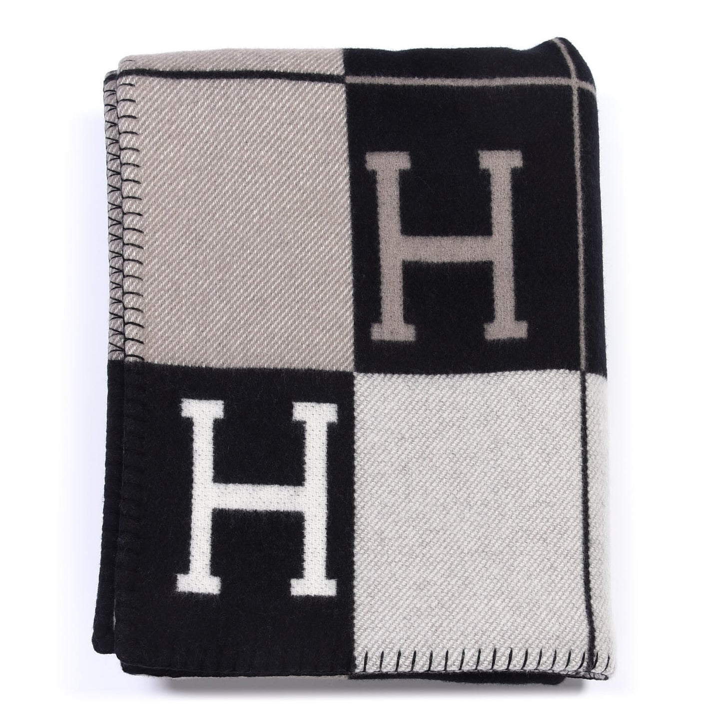 Wool Cashmere Avalon III Blanket Ecru Black