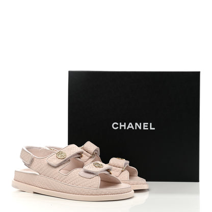 Chanel Calfskin Printed Velcro Dad Sandals 36.5 Pink 9 of 9