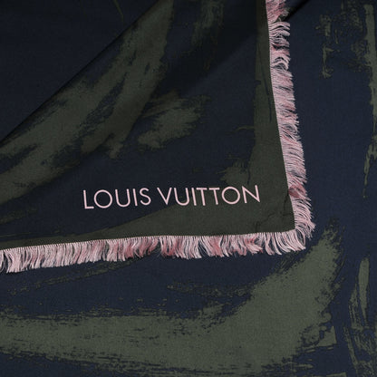Louis Vuitton Silk Arty Flower Scarf Green Pink 4 of 6