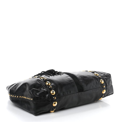 Gucci Calfskin Suede Fringe Large Babouska Tote Black 4 of 12