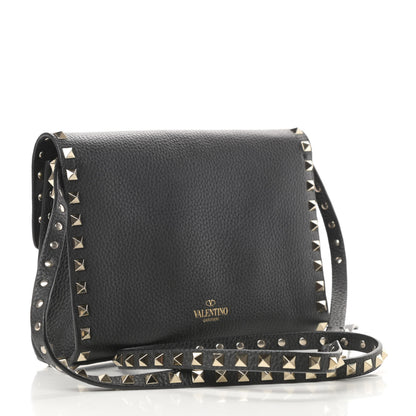 Valentino Garavani Pebbled Calfskin Medium Rockstud Flip Lock Crossbody Bag Black 3 of 13