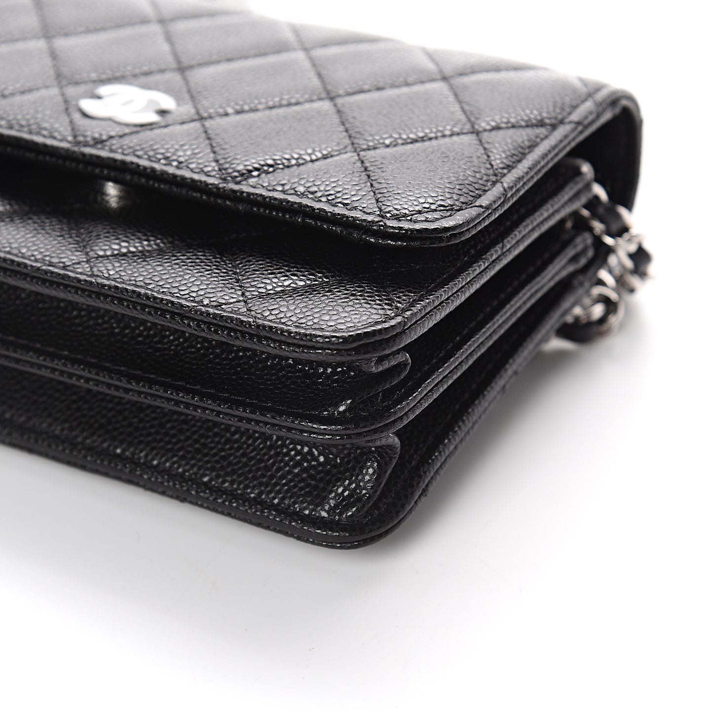 Caviar Quilted Clutch With Chain Black