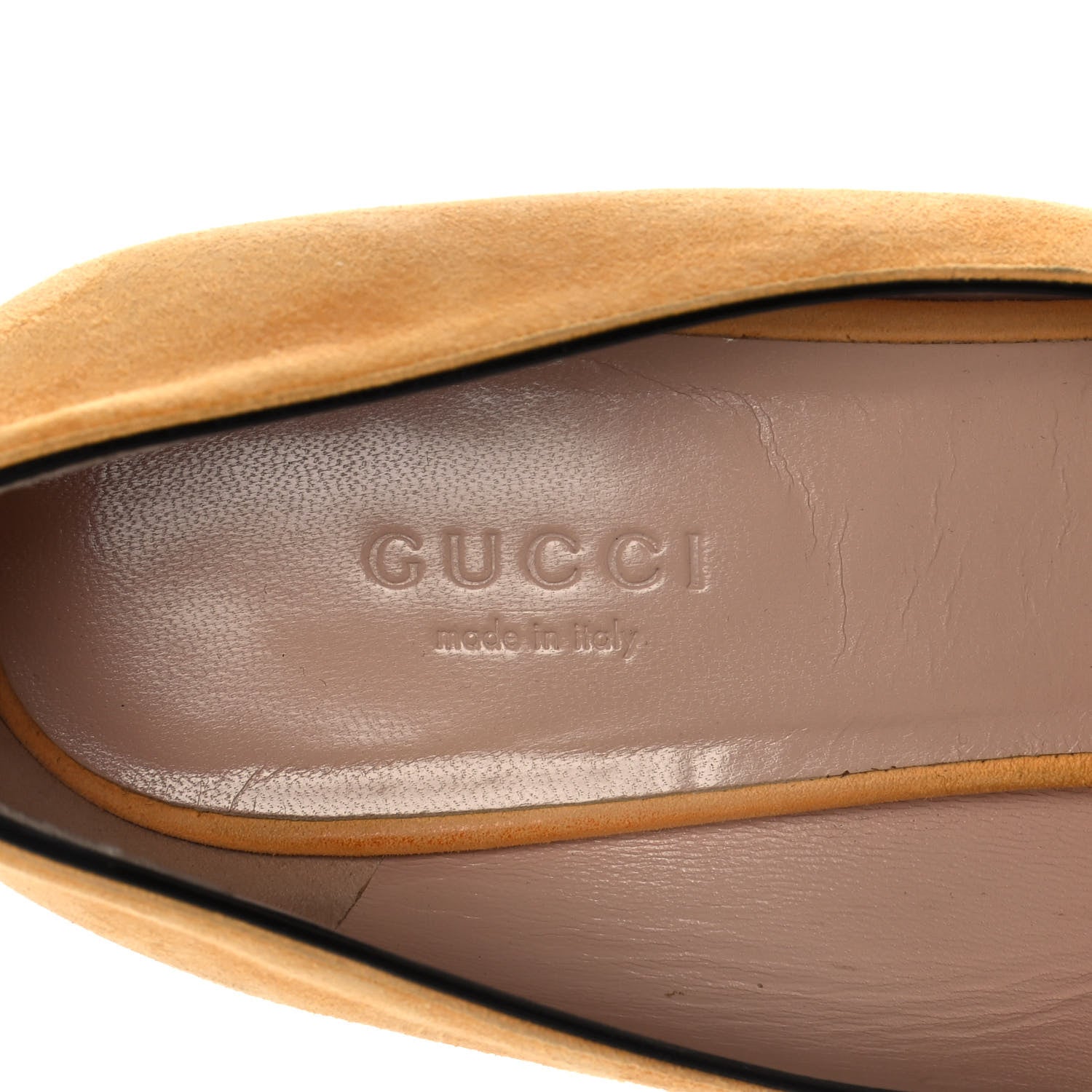 Gucci Kid Scamosciato GG Marmont Fringe 50mm Loafer Pumps 37.5 Crystal Copper 6 of 12