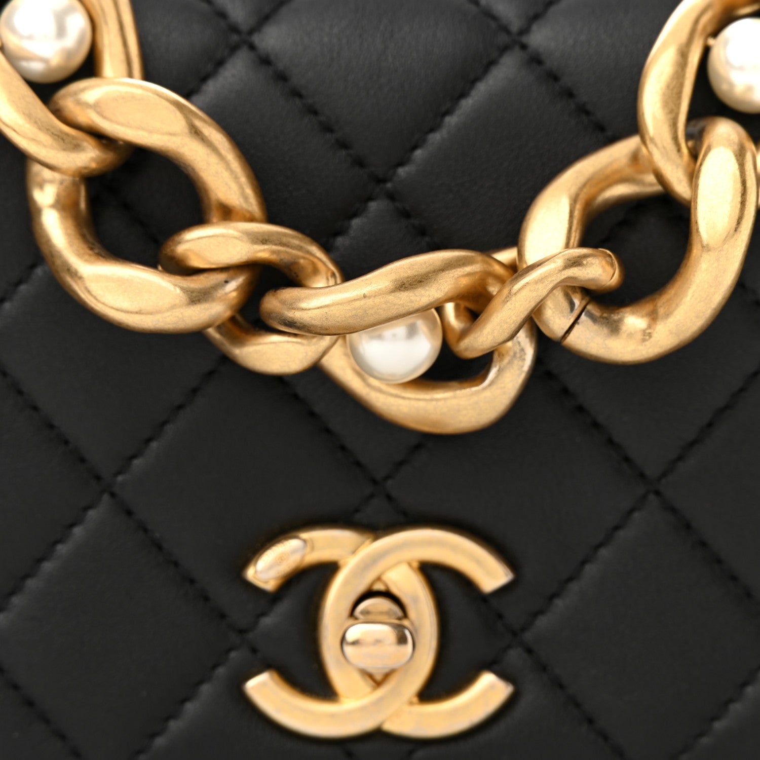 Chanel Calfskin Quilted Pearl Jewel Chain Flap Black 8 of 14