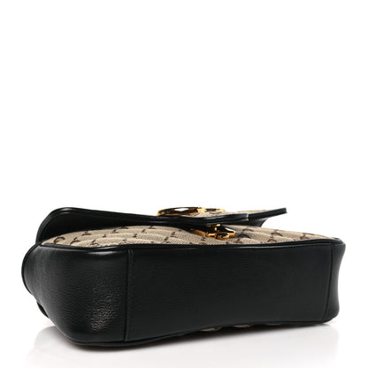 Gucci Monogram Matelasse Diagonal Mini GG Marmont Shoulder Bag Beige Black 4 of 9