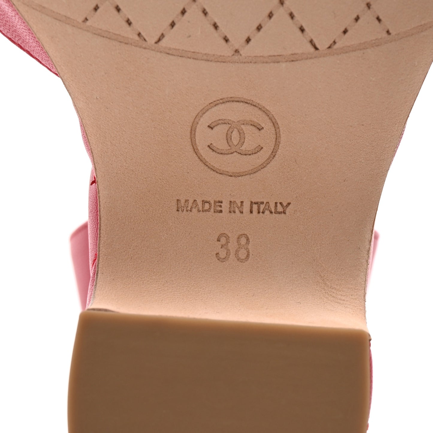 Lambskin Quilted Chain CC Wedge Sandals 38 Red