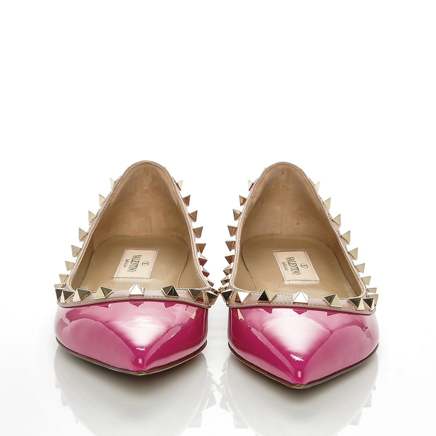 Patent Nappa Rockstud Ballerina Flats 35 Fuxia Poudre