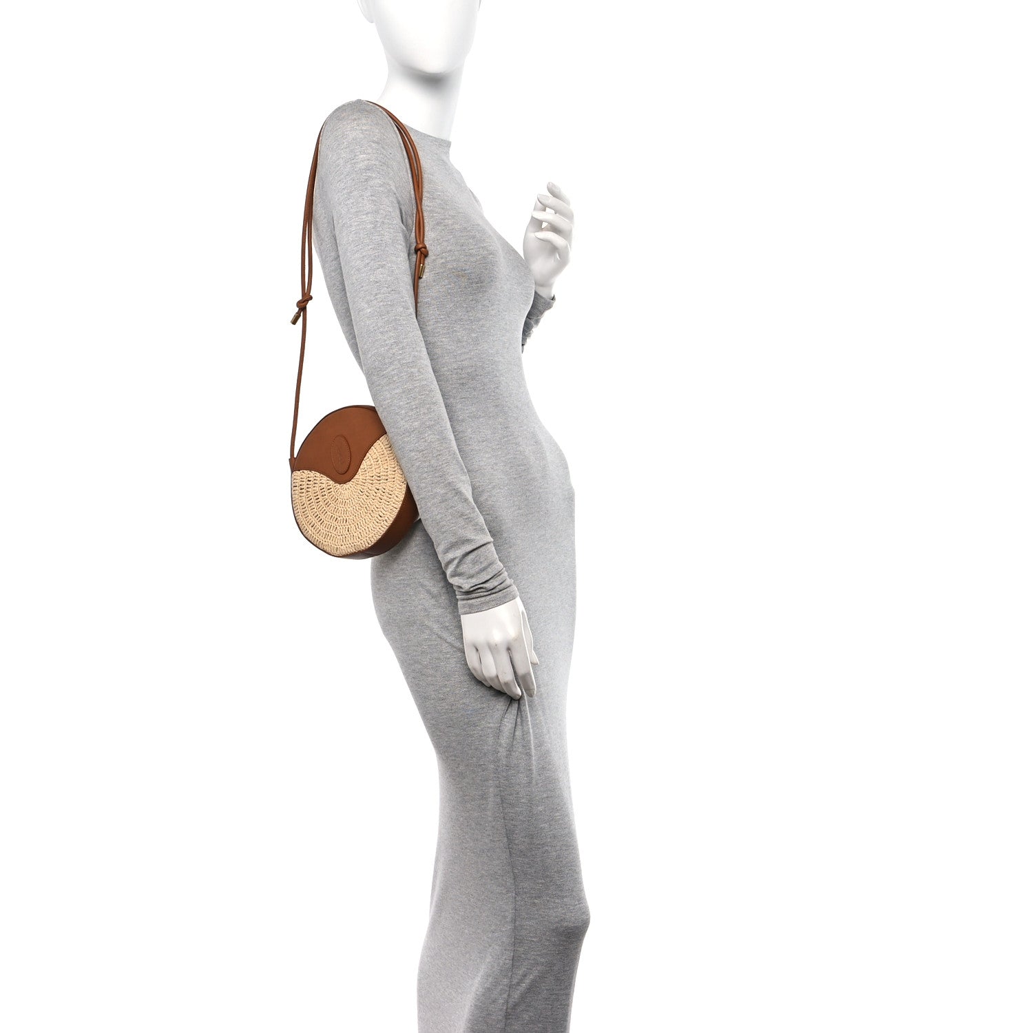 Saint Laurent Raffia Round Camera Bag Beige Naturel 2 of 9