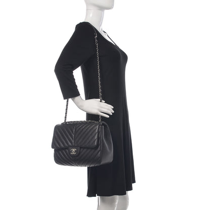 Chanel Caviar Chevron Quilted Large Puffy CC Flap Black 2 of 10