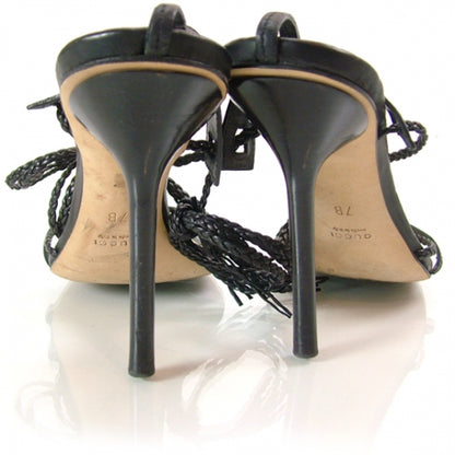 Gucci Leather Lace Up Heels 7 Black 3 of 7
