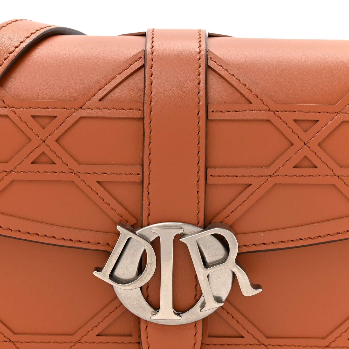 Calfskin Cosmo Laser Cut Cannage Mini Dior Charm Bag Cognac