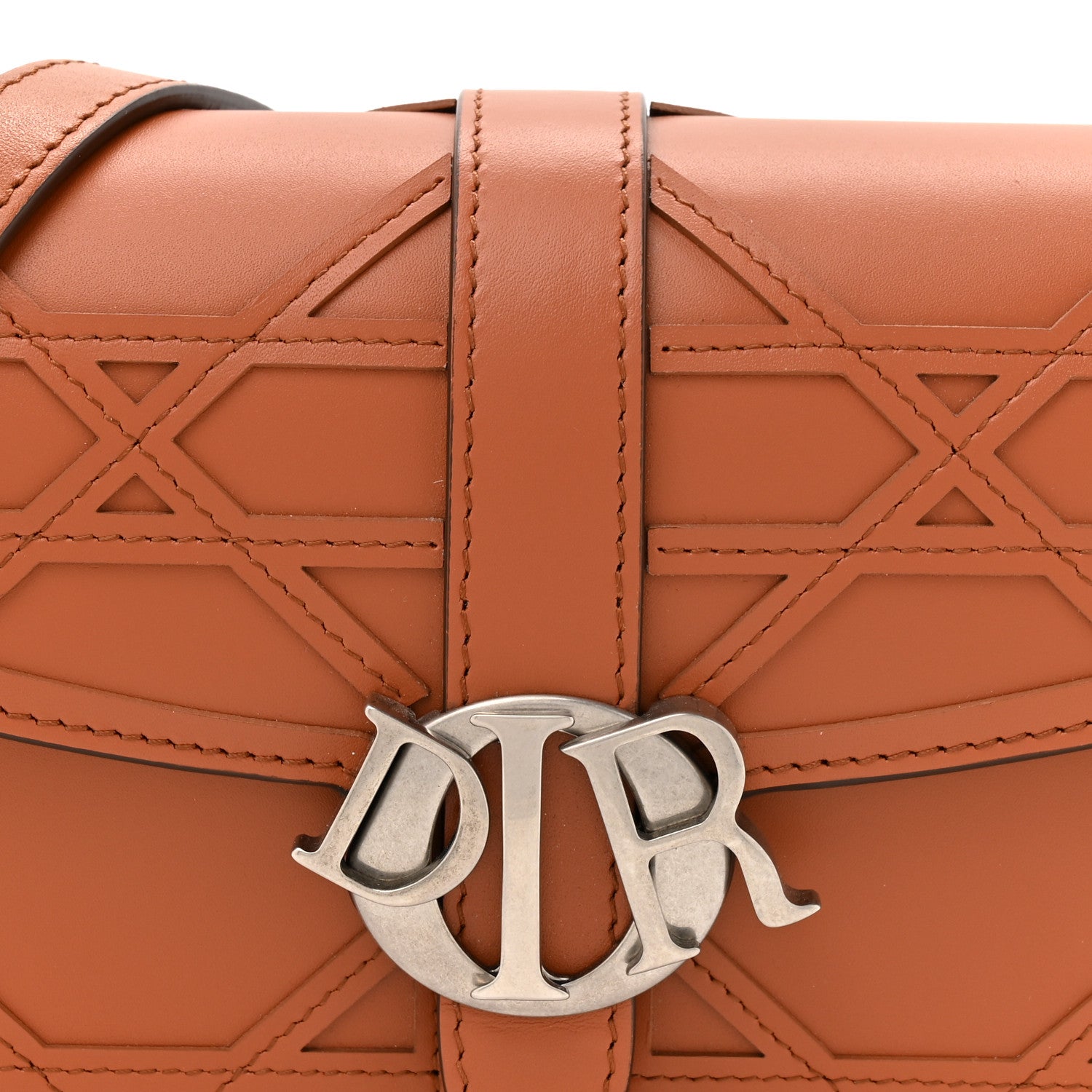 Christian Dior Calfskin Cosmo Laser Cut Cannage Mini Dior Charm Bag Cognac 6 of 9
