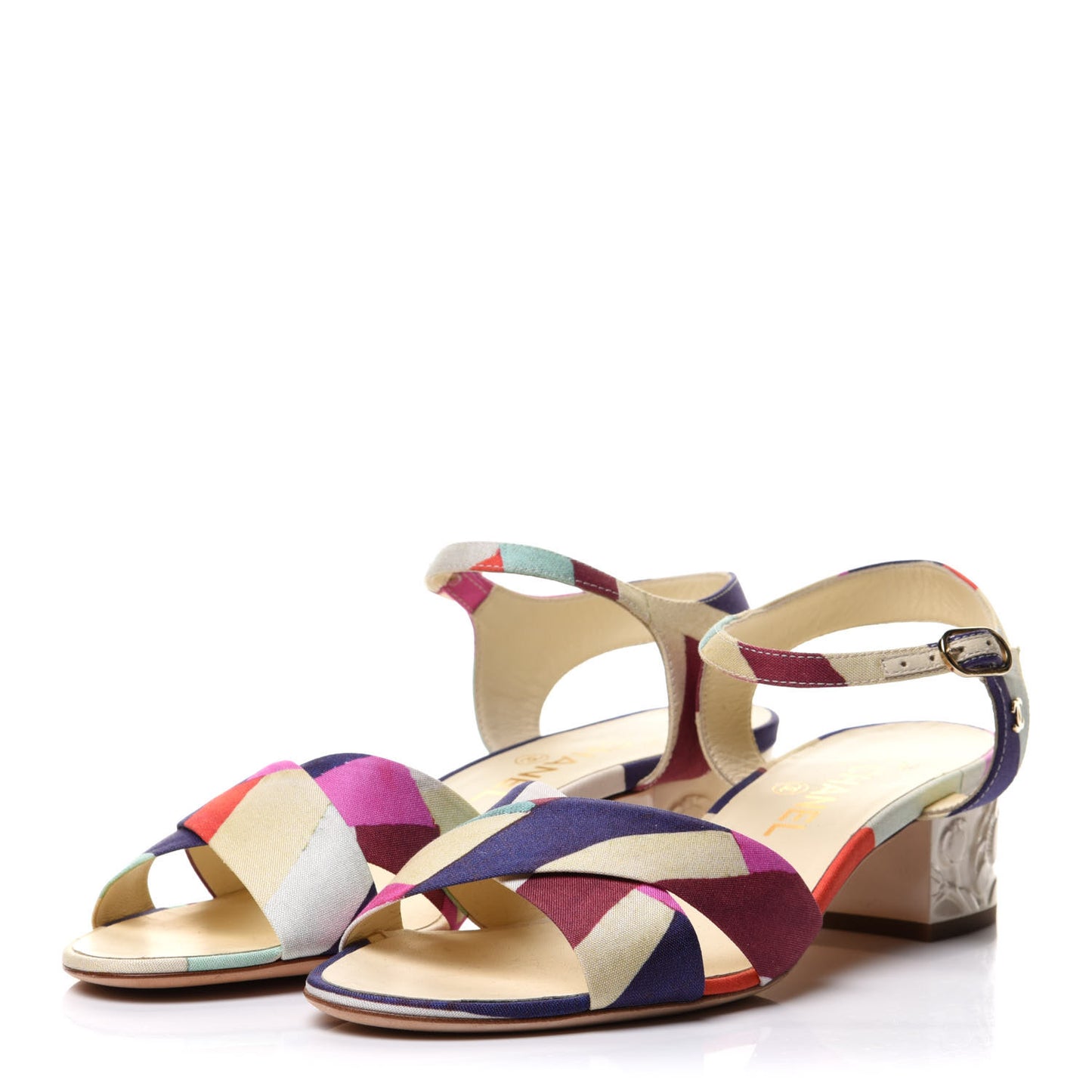 Fabric Camellia Embossed Sandals 39.5 Multicolor