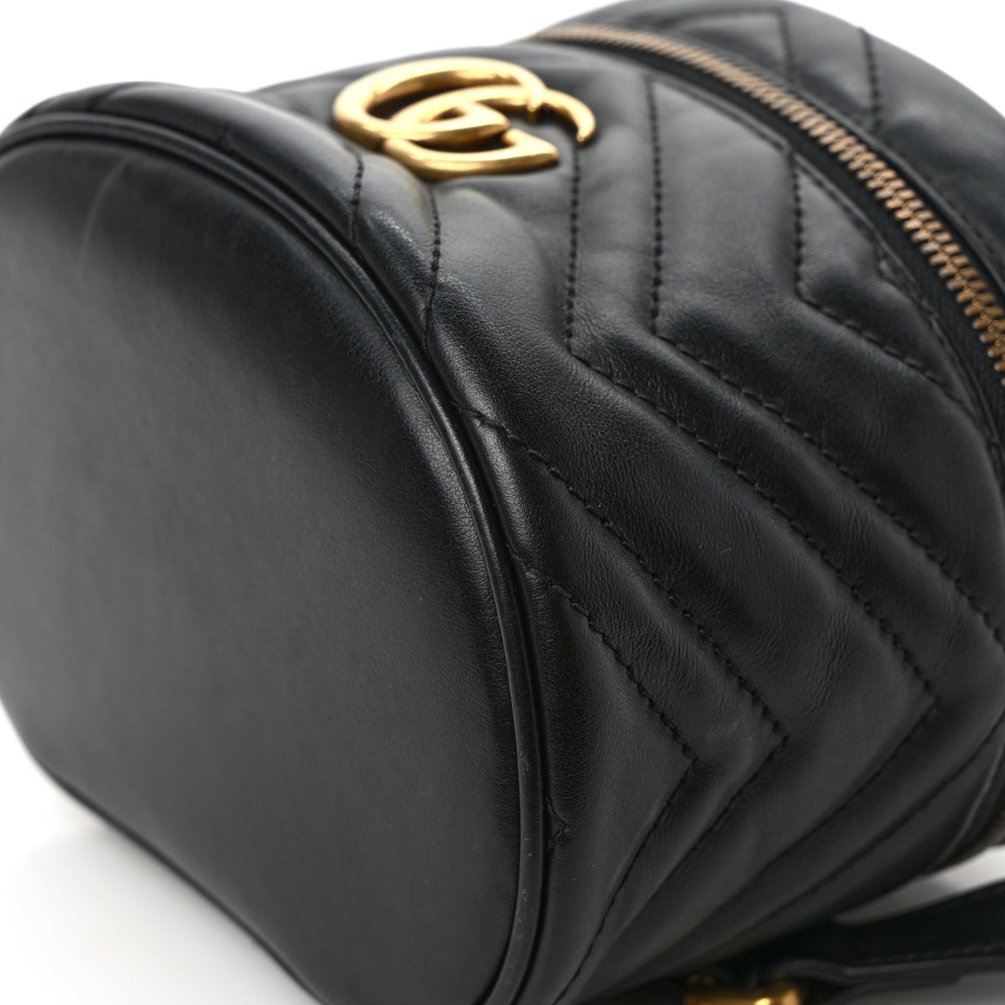 Calfskin Matelasse Mini GG Marmont Round Backpack Black