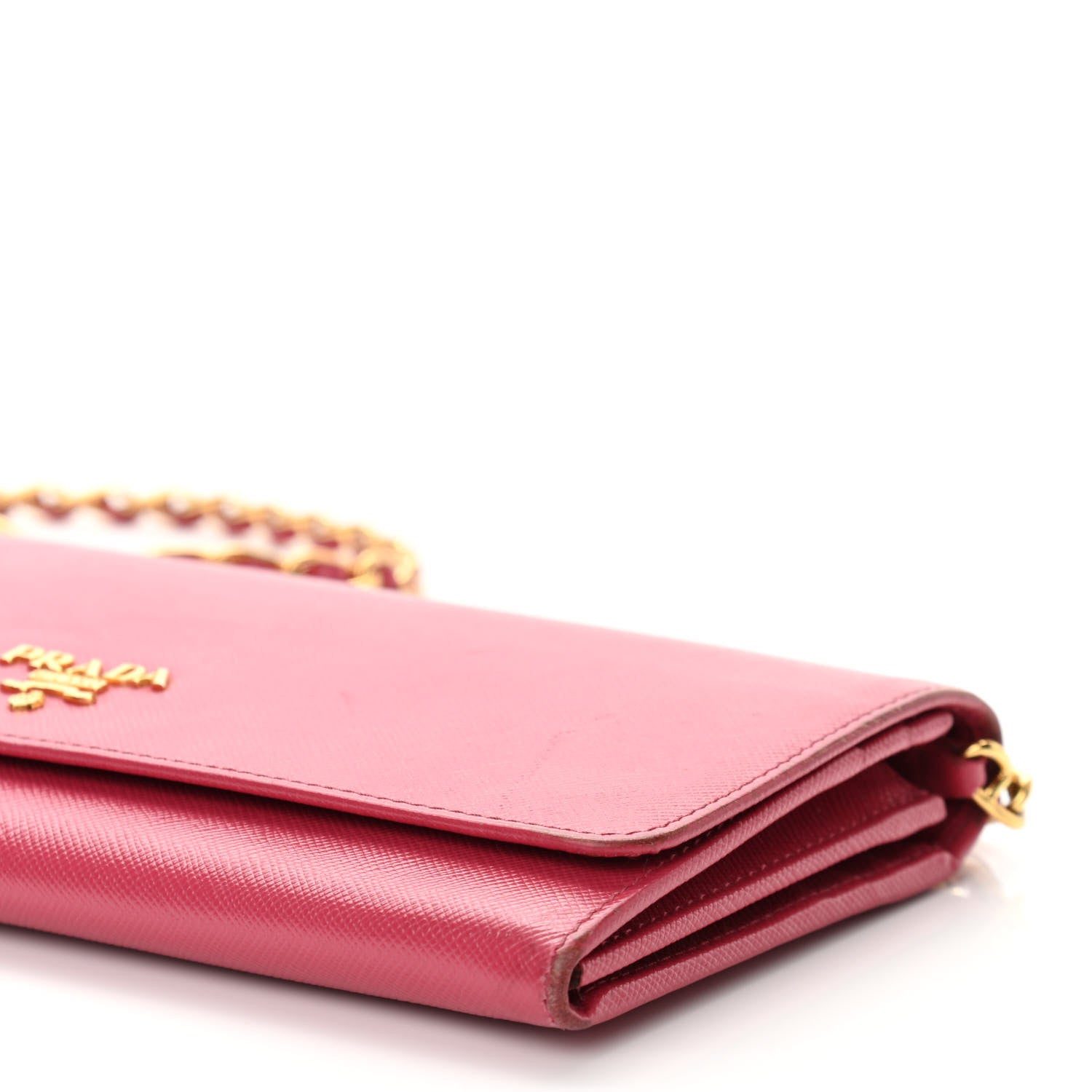 Prada Saffiano Metal Oro Chain Wallet Peonia 9 of 10